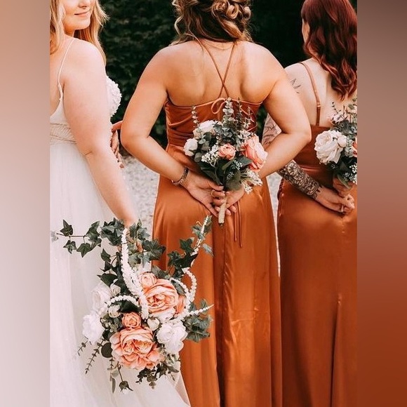 Size 8 Nayeli Satin dress in Copper from Revelry - Picture 2 of 4